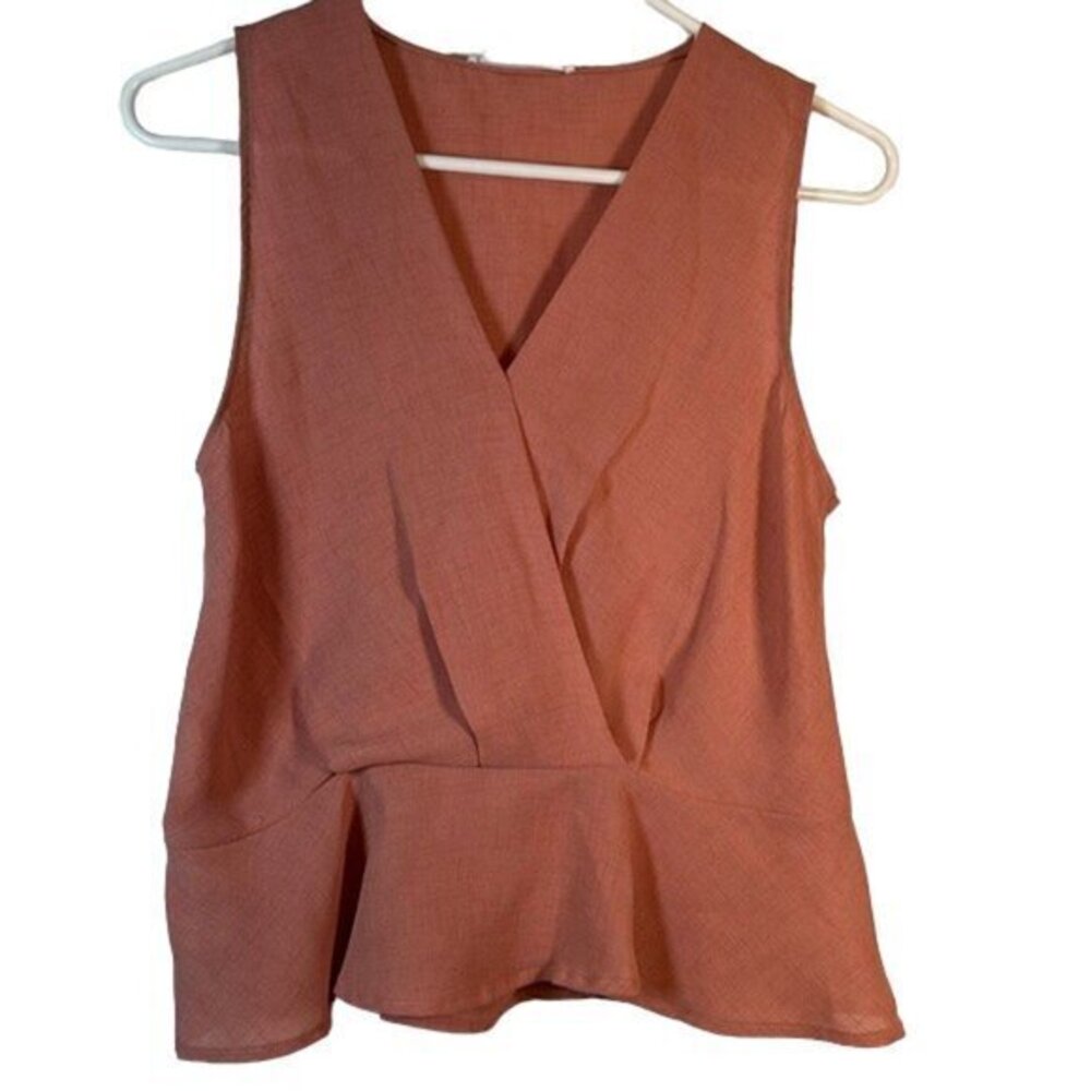 Elodie Peach (Orange/Pink) Sleeveless V-Neck Blouse Size XS EUC #0918-AZ